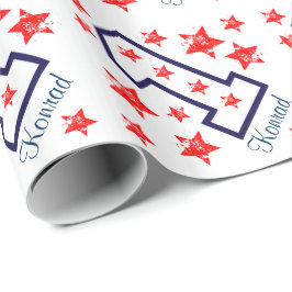 ROTE SCHMUTZ-STERNE erste Geburtstags-Gewohnheit Geschenkpapier