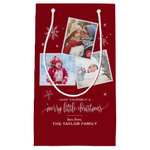 Rote Schneeflocke   3 Foto-Weihnachten Kleine Geschenktüte