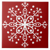 Rote Schneeflocke-Fliese Fliese (Vorderseite)