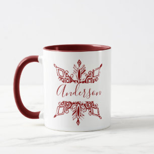 Rote Schneeflocke personalisiert Tasse