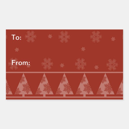 Rote Schneeflocke und Weihnachtsbaumkleber Rechteckiger Aufkleber (Vorderseite)