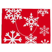 Rote Schneeflocke-Weihnachtsgeschenk-Tasche - groß Große Geschenktüte (Rückseite)