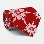 Rote Schneeflocke-WeihnachtsKrawatte Krawatte (Gerollt)