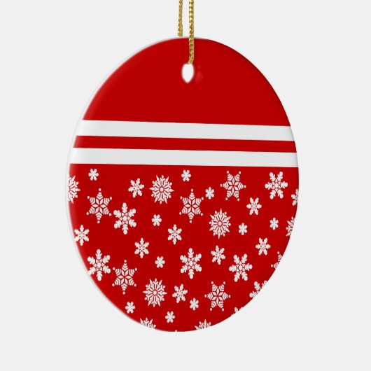 Rote Schneeflocke-Weihnachtsverzierung rund Keramik Ornament (Rechts)