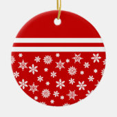 Rote Schneeflocke-Weihnachtsverzierung rund Keramik Ornament (Vorne)