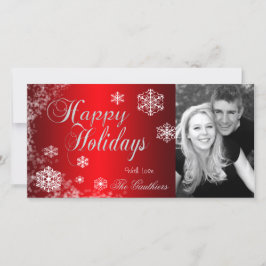 Rote Schneeflocke Winterfotokarte Feiertagskarte