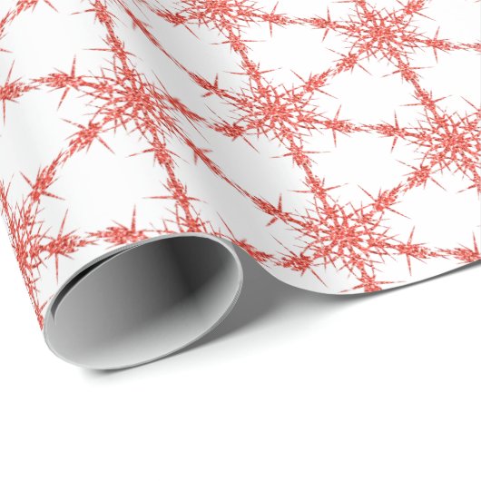 Rote Schneeflocken auf Weiß Geschenkpapier (Rolleneckpunkt)