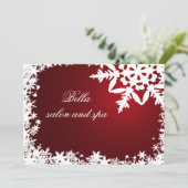 Rote Schneeflocken Business Danke Karten (Stehend Vorderseite)
