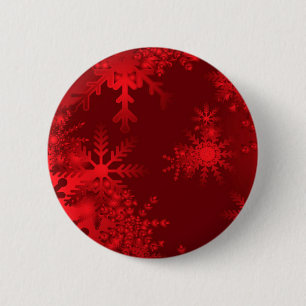 Rote Schneeflocken Button