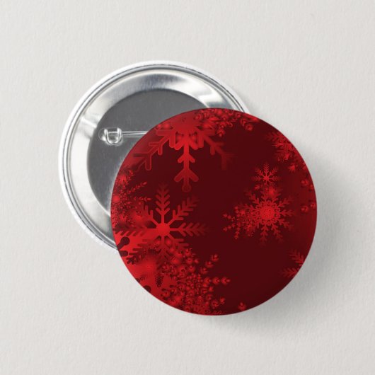 Rote Schneeflocken Button (Vorne & Hinten)