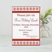 Rote Schneeflocken Einladung (Stehend Vorderseite)