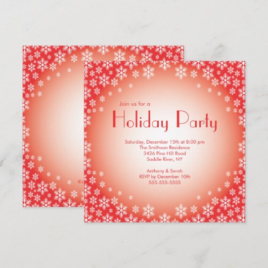 Rote Schneeflocken Einladung zur Feier (Vorne/Hinten)