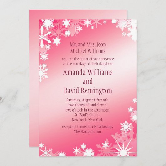 Rote Schneeflocken Einladung zur Hochzeit (Vorne/Hinten)