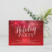 Rote Schneeflocken Einladung zur Party (Stehend Vorderseite)