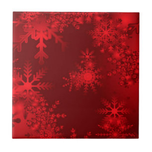 Rote Schneeflocken Fliese