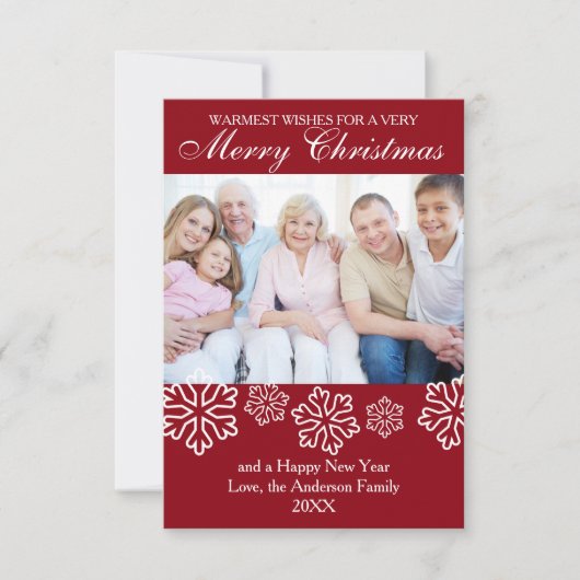 Rote Schneeflocken Foto - Weihnachtskarte Einladung (Vorderseite)