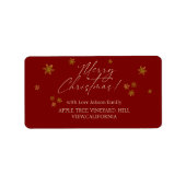 Rote Schneeflocken Frohe Weihnachten Adressaufkleber (Vorne)