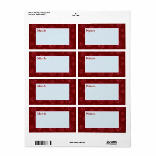 Rote Schneeflocken für den Versand von Etiketten (Vorne)