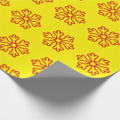 Rote Schneeflocken Gelb Geschenkpapier (Ecke)