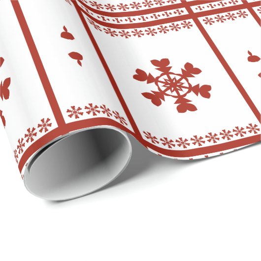 Rote Schneeflocken Geschenkpapier (Rolleneckpunkt)