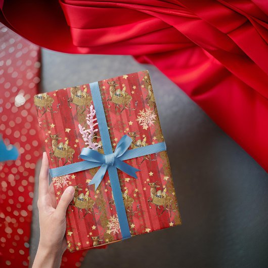 Rote Schneeflocken Geschenkpapier