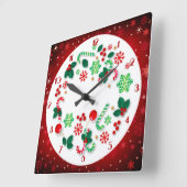Rote Schneeflocken Hintergrund Einfach Weihnachten Quadratische Wanduhr (Winkel)