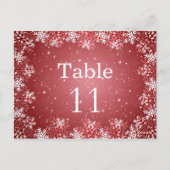 Rote Schneeflocken Hochzeitskarte Tischnummer (Rückseite)
