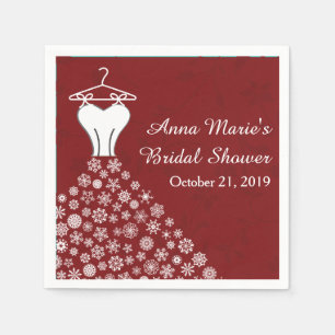 Rote Schneeflocken Hochzeitskleid Brautparty Serviette