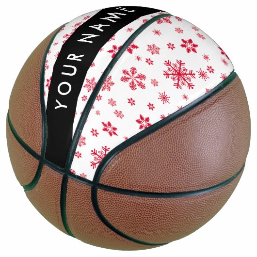 Rote Schneeflocken, Ihr Name, Personalisieren Basketball (angewinkelt)