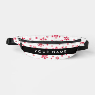 Rote Schneeflocken, Ihr Name, Personalisieren Bauchtasche