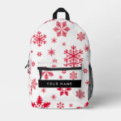Rote Schneeflocken, Ihr Name, Personalisieren Bedruckter Rucksack (Vorderseite)