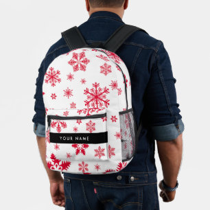 Rote Schneeflocken, Ihr Name, Personalisieren Bedruckter Rucksack