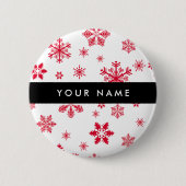 Rote Schneeflocken, Ihr Name, Personalisieren Button (Vorderseite)