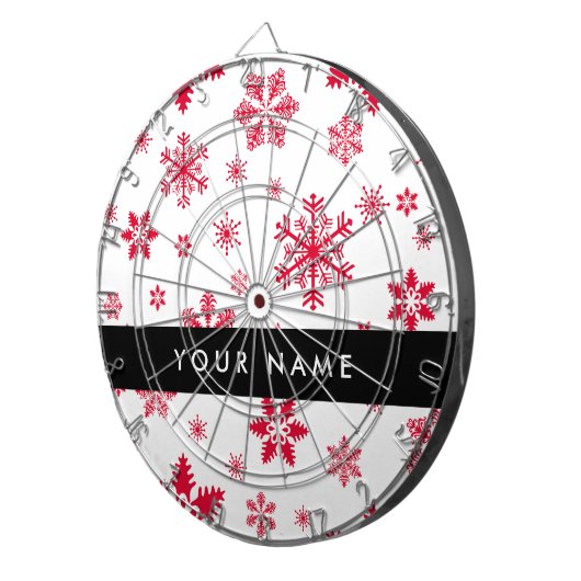 Rote Schneeflocken, Ihr Name, Personalisieren Dartscheibe (Vorderseite rechts)