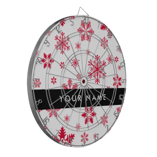 Rote Schneeflocken, Ihr Name, Personalisieren Dartscheibe (Vorderseite Links)