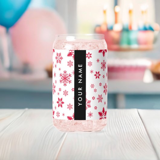 Rote Schneeflocken, Ihr Name, Personalisieren Dosenglas (Insitu (Baby Party))