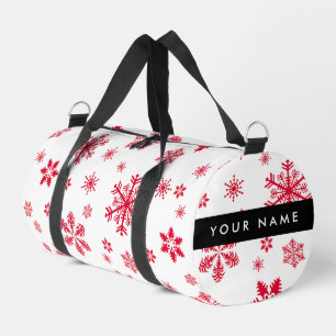 Rote Schneeflocken, Ihr Name, Personalisieren Duffle Bag