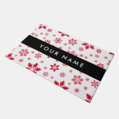Rote Schneeflocken, Ihr Name, Personalisieren Fußmatte (Schrägansicht)