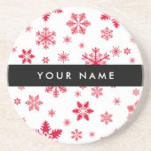 Rote Schneeflocken, Ihr Name, Personalisieren Getränkeuntersetzer (Vorne)