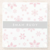 Rote Schneeflocken, Ihr Name, Personalisieren Glasuntersetzer (Rückseite)