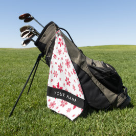 Rote Schneeflocken, Ihr Name, Personalisieren Golfhandtuch