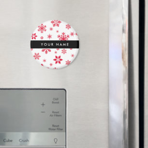 Rote Schneeflocken, Ihr Name, Personalisieren Magnet