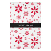 Rote Schneeflocken, Ihr Name, Personalisieren Mini Klemmbrett (Rückseite)