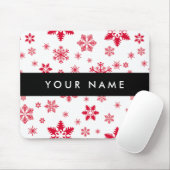 Rote Schneeflocken, Ihr Name, Personalisieren Mousepad (Mit Mouse)