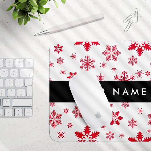 Rote Schneeflocken, Ihr Name, Personalisieren Mousepad