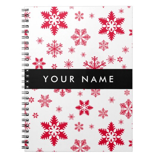 Rote Schneeflocken, Ihr Name, Personalisieren Notizblock (Vorderseite)