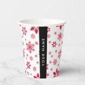 Rote Schneeflocken, Ihr Name, Personalisieren Pappbecher (Vorderseite)