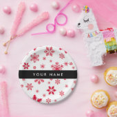 Rote Schneeflocken, Ihr Name, Personalisieren Pappteller (Party)