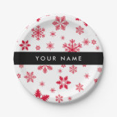 Rote Schneeflocken, Ihr Name, Personalisieren Pappteller (Vorderseite)