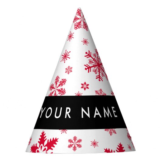 Rote Schneeflocken, Ihr Name, Personalisieren Partyhütchen (Vorderseite)